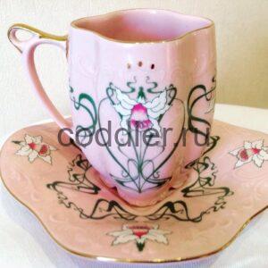 Чашка кофейная "Орхидеи" розовый фарфор