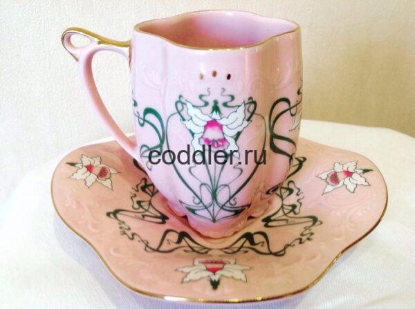 Чашка кофейная "Орхидеи" розовый фарфор