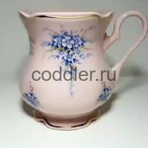 Чайная чашка чехия розовый фарфор Незабудка