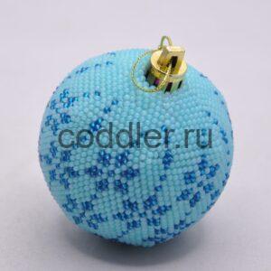 Елочный шарик из бисера голубой