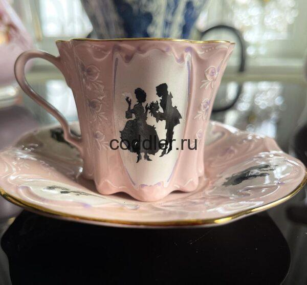 Чашка кофейная "Свидание" розовый фарфор